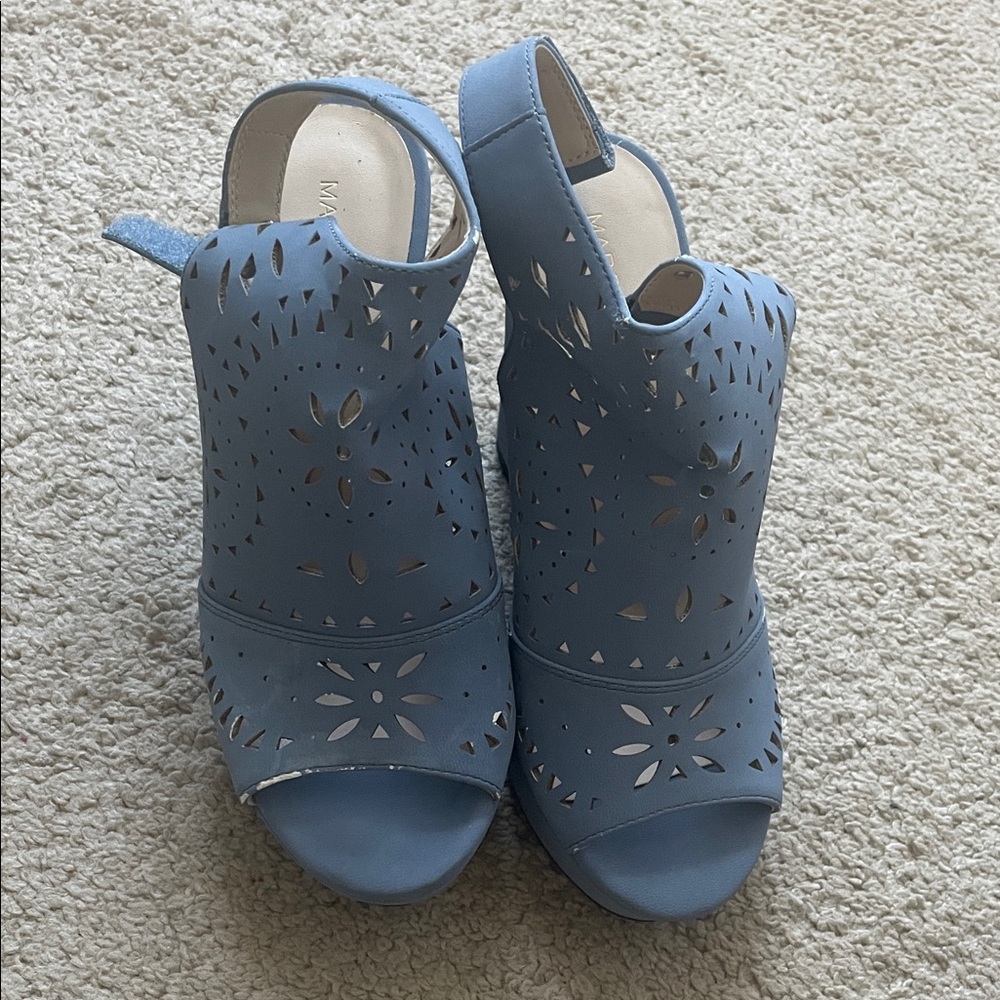 Marc Fisher Light Blue Cutout Peep-Toe Heels